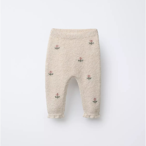 EMBROIDERED FLORAL PANTS - Light beige | ZARA United States