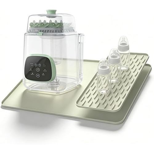 Sliding Tray Pad Compatible with Momcozy Bottle Washer, Silicone Countertop Protector with Drip Drying Pad, Non-Slip Kitchen Surface for Cleaning Station Organization(only mat)