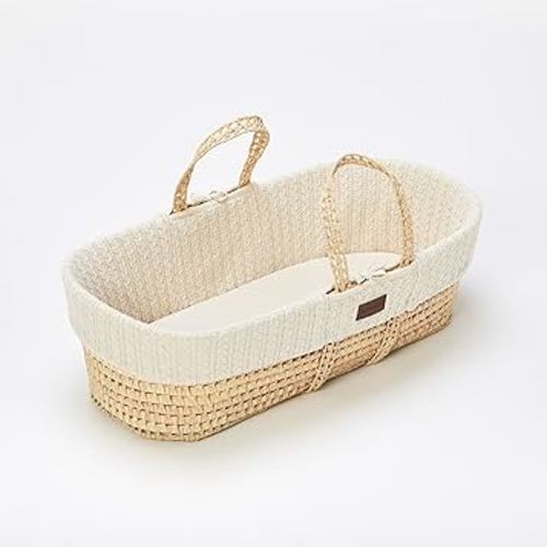 The Little Green Sheep Natural Knitted Moses Basket & Mattress - Dove : Amazon.co.uk: Baby Products