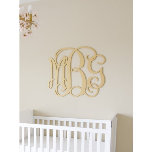 Custom Wooden Monogram - Wall Hanging Decor - Personalized Gift - Golden Art Sign -Family Monogram - Wood Initials - Teen Room - Over bed