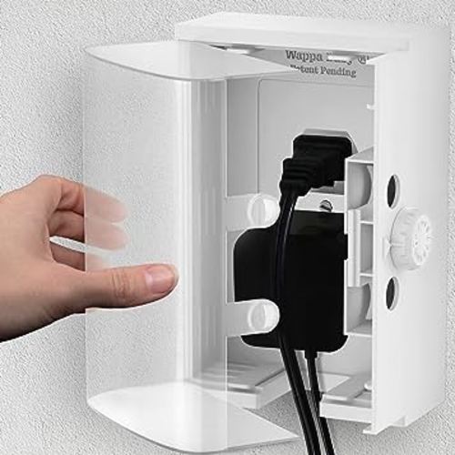 Clear Outlet Cover Box [Patented] Double Lock for Much Better Toddler Proofing, Easier Operation, Simple 3 Step Install with Included Screws. Provides Extra Space Inside for Plugs