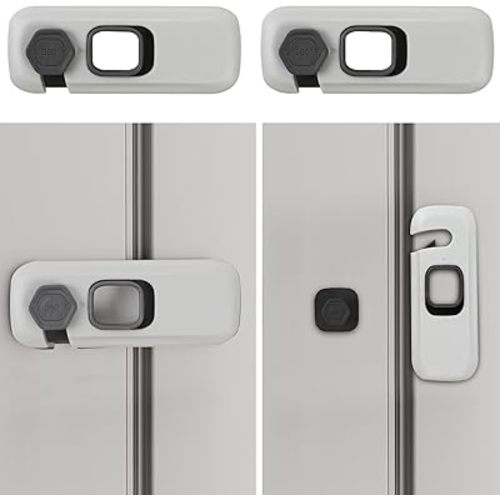 2Pack Child Proof Refrigerator Lock,Fridge Locks for Kids with Sticky Adhesive Pads,Baby Safety Locks for Fridges, Cabinets, Drawers, Double Doors and More (2 Pack)