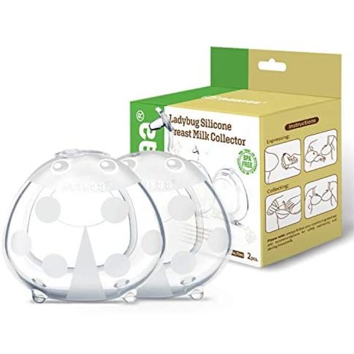 Haakaa Ladybug Milk Collector Reusable Breast Shells Soft Comfortable to Wear en Silicone BPA Free (2.5oz/75ML 2 Counts)