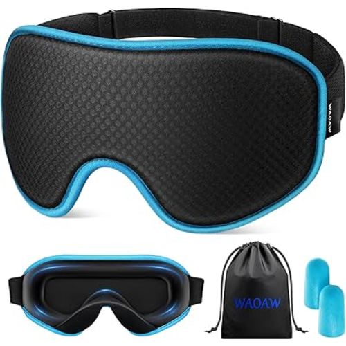 WAOAW Sleep Mask for Men Women: Blackout Eye Masks for Sleep - 3D Breathable Soft Comfortable Eye Mask for Travel - Adjustable Light Blocking Night Masks for Sleeping