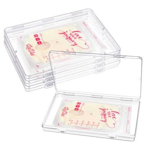 GRETJOB 4 Pcs Clear Freeze Flat Breastmilk Storage Organizer, Space Saving | Reusable Breast Milk Bag Flattener Breastmilk Organizer Freezer Tray for Breastmilk Bag, 7.48 x 5.11 x 0.67 in
