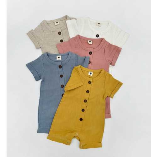 Baby Summer Romper Boys Girls |  Muslin Cotton Buttoned one piece | Bobby