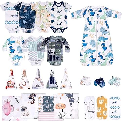 23 Piece Newborns Layette Gift Set for Boys & Girls, Newborn to 6 Months, Baby Clothes Essential