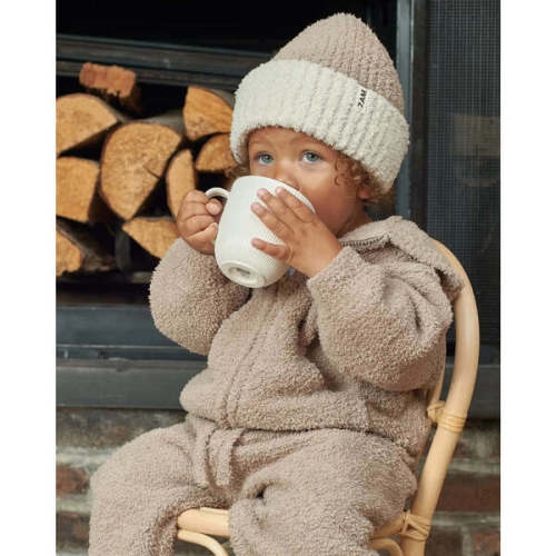 Fuzzy 2-Tone Ribbed Beanie, Taupe - 7AM Enfant | Maisonette