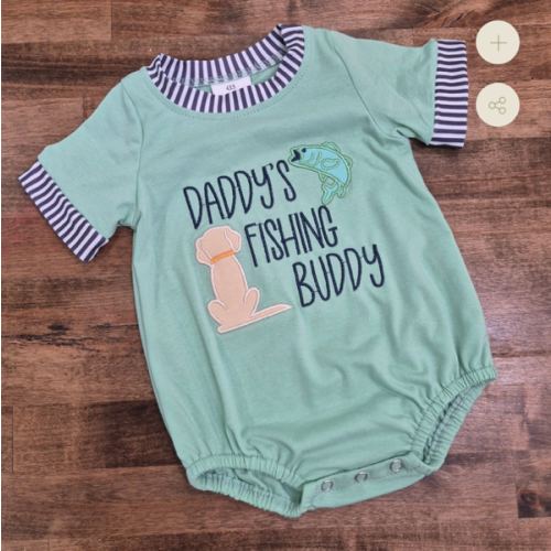 Daddy’s Fishing Buddy Romper – Green Baby Outfit