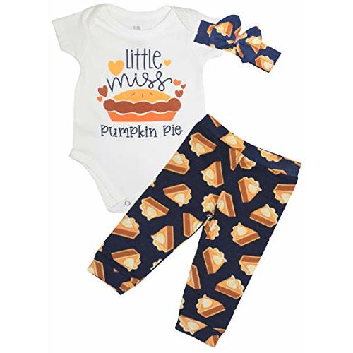 Baby Girls 3pc Outfit Set Short Sleeve Bodysuit with Pants and Headband