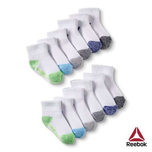 Reebok Baby and Toddler Boy Socks, 12-Pack, Sizes 12M-4T
