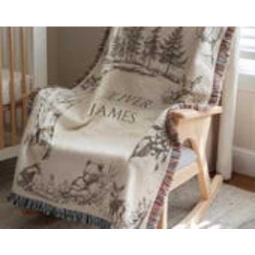 Woodland Baby Woven Blanket, using for milestone markers!