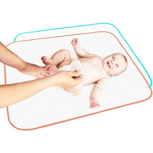 Portable Changing Pad - Waterproof Reusable Baby Changing Mats for Girls Boys - Large Size 25.5”x31.5” Pack of 2 - Reinforced Seams & Free Storage Bag - Change Diaper Mat On The Go - Warranty 2 y