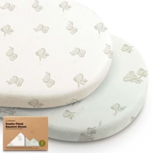KeaBabies Organic Bassinet Sheet for Baby Girls, Boys, 2-Pack Soothe Bassinet Fitted Sheets, Bedside Bassinet Mattress Sheet (Elly)