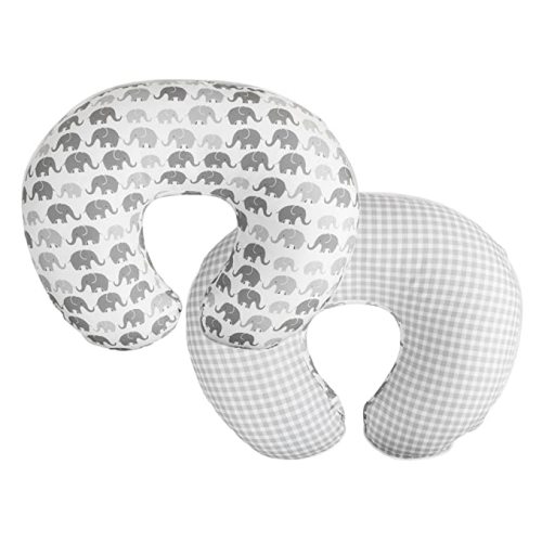 Boppy Nursing Pillow Quick-Dry Gray Elephant Cover - Fits Original Boppy, for Breastfeeding and Bottle Feeding - Gray Elephants Plaid