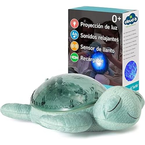 Cloud b Ocean Projector Nightlight with 2 White Noises & 2 Soothing Sounds | Adjustable Settings | Cry Sensor | Tranquil Turtle - Green (Rechargeable)