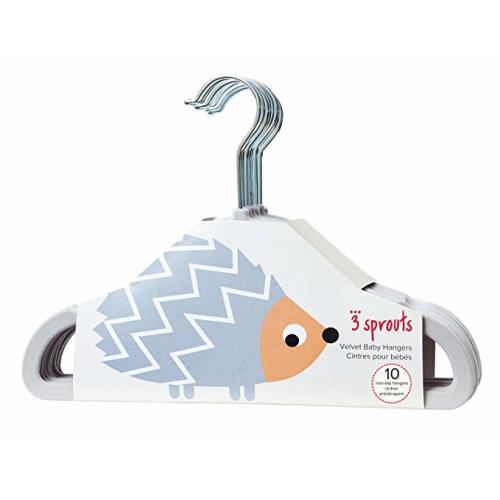 3 Sprouts Baby Hangers – Velvet Closet Clothes Organizers for Nursery - Grey