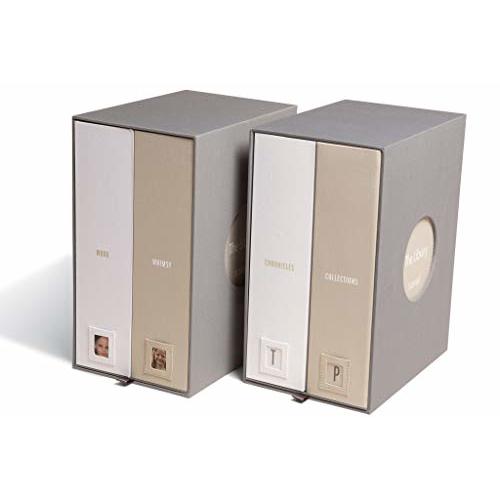 Savor | Baby + School Years Keepsake Boxes | Slate Gray - Set of 2 Custom-dyed with Cloth Covering + Acid-Free for Durability w/Full Organization System+Includes labels for customizing