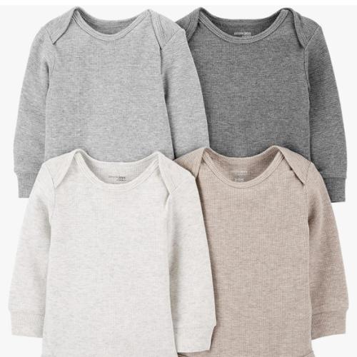 Simple Joys by Carter's Baby 4-pack Soft Thermal Long Sleeve Bodysuits