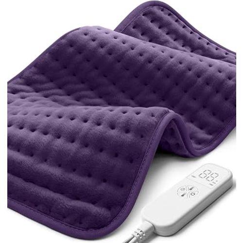 Electric Heating Pad for Back, Neck & Cramps Relief - Moist & Dry Heat Therapy - 6 Heat Settings, 4 Timer Options, Auto Shut-Off, Machine Washable, Ideal Christmas Gift for Men & Women,12"x24"