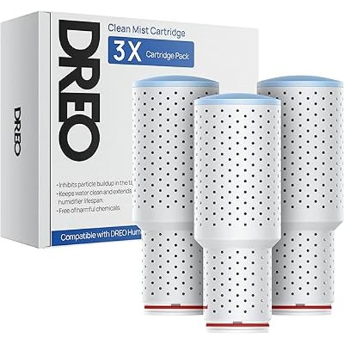 Dreo Clean Mist Cartridge 3-Pack for Humidifiers, Compatible with Dreo Humidifiers HM311/311S/524/524S/306, Reduce Contaminants Build-up, Healthier Mist, Easier Cleaning