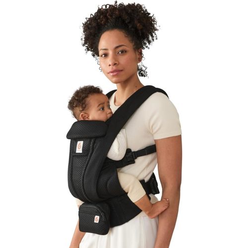 Ergobaby Omni Deluxe Baby Carrier for Newborn to Toddlers 0-48 Months (7-45 lbs) - 4-Position Breathable Mesh Baby Carrier with Ergonomic Support, Storage Pockets, and Sun Hood - Onyx Black
