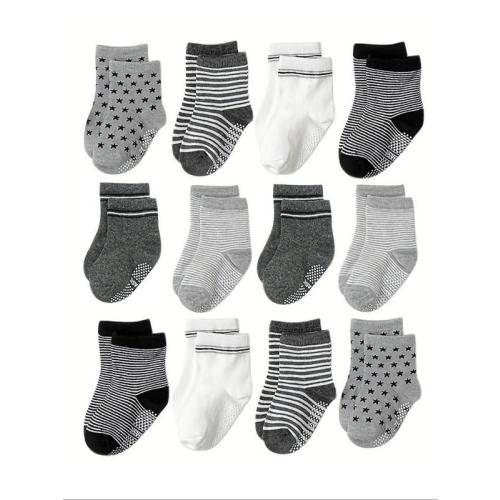 Baby's Star & Striped Print Crew Socks, Non-slip Solid Color - TikTok Shop