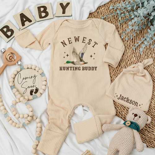 Newest Hunting Buddy Baby Bodysuit, Duck Hunting Newborn Outfit, Baby Boy Clothes, Baby Shower Gift, Hunting Season Gift