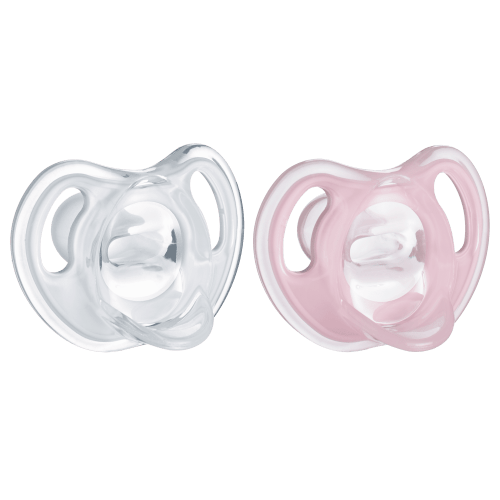 Tommee Tippee Ultra-Light Silicone Pacifier (0-6 Months, 2 Count) Symmetrical One-Piece Design, BPA-Free Silicone Binkies