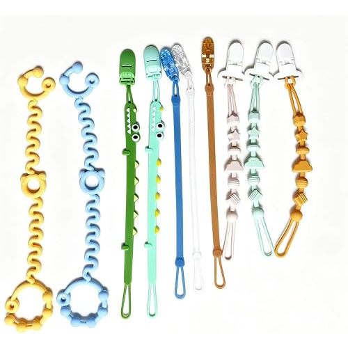 Pacifier Clip Set: 10 Pack with Locking Clips