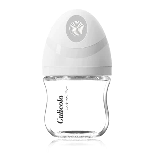 Gulicola Natural Small Glass Baby Bottle 3 oz, Very Slow Flow Nipple, 1 pk - White
