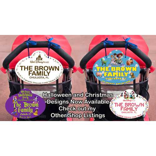 Disney Stroller Nametag Sign 10" - Cast Member Name Tag Stroller Sign -** New Full Color Designs*
