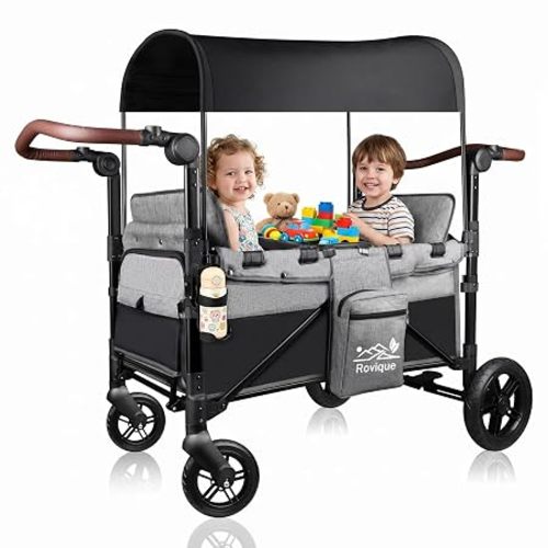 Wagon Stroller for 2 Kids, Aluminum Baby Wagon with Extra Long Extender