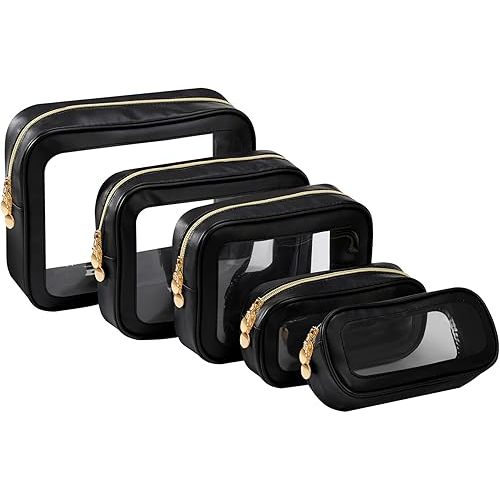 5PCS Diaper Bag Organizer Pouch Set，Clear Organizer Bags,TSA Approved Toiletry Bag,Clear Waterproof Cosmetic Bags with Zipper,Purse Organizer Pouches,Travel Organizer Bags for Woman and Kids