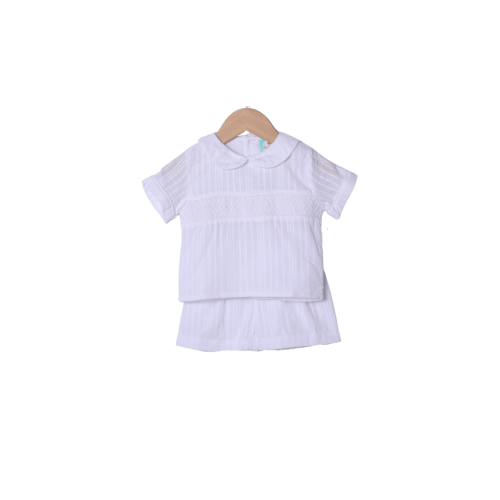 Heirloom White Linen Smocked Short Set