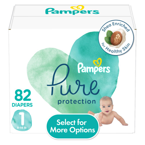 Pampers Pure Diapers Size 1, 82 Count (Select for More Options)