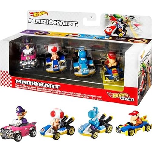 Hot Wheels Mario Kart Set of 4 Die-Cast Toy Vehicles (Styles May Vary)