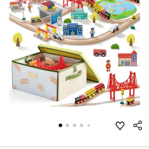 Amazon.com: Tiny Land 110pcs Wooden Train Set with Folding Storage Box, Wooden Train Track Toy for Boys & Girls, Age 3-7, Includes Convenient Storage : Toys & Games