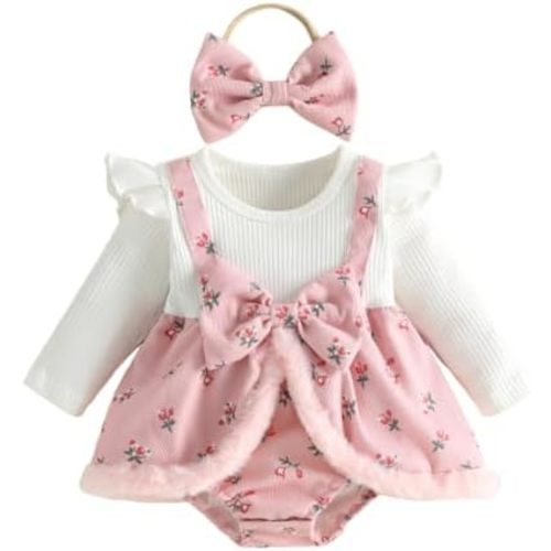 FYBITBO Newborn Baby Girl Clothes Floral Romper Dress Infant Bodysuit 0-12M
