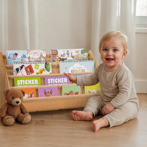ZICOTO Decorative Wooden Bookshelf for Kids Rooms - Keeps Plenty of Books Neatly Organized & Within Reach for Toddlers - Easy Install Montessori Book Shelf for Baby's Bedroom or Playroom Decor
