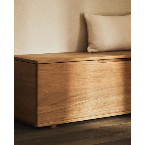 ELM WOOD BENCH WITH STORAGE