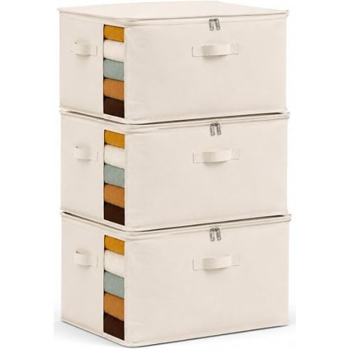 6 Pack Canvas Comforter Storage Bags for Clothes & King Comforters, Natural