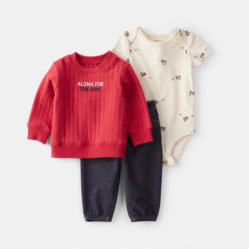 Baby Boy Carter's 3-pc. "Along For The Ride" Cardigan, Bodysuit & Pants Set