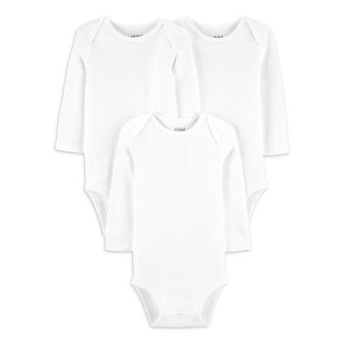 Carter's Child of Mine Baby Unisex Long Sleeve White Bodysuit, 3-Pack, Preemie-18M