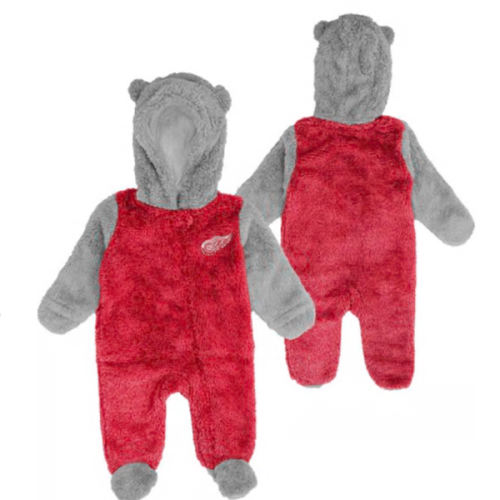 Detroit Red Wings Red Baby Game Nap Teddy Fleece Romper Pajamas - 133423748