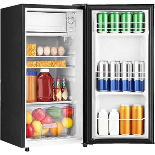 HAILANG 3.1 Cu.Ft Mini Fridge with Freezer, Single Door Mini Refrigerator, 5 Settings Temperature Adjustable, Compact Refrigerator for Apartment,Dorm, Office, Bedroom