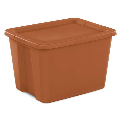 Sterilite Large Storage Bin, 18 Gallon Plastic Storage Container with Snap-On Lid, Orange