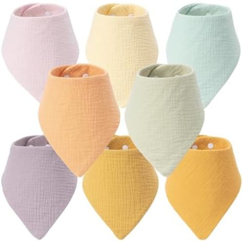 8-Pack Muslin Baby Bibs for Drooling and Teething