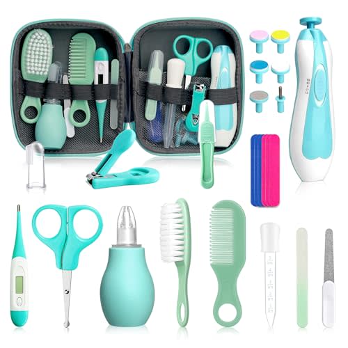Baby Grooming Kit for Boys Girls Safety Newborn Nursery Essentials Grooming Set Gift for First-time Parents, Green 25 in 1