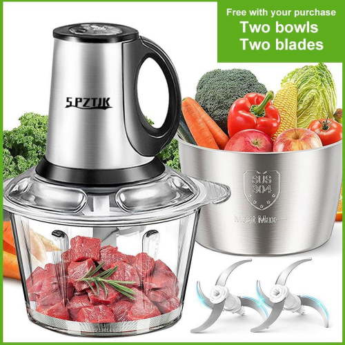SPZTJK Baby Food Processor & Meat Grinder- 2 Free Dishwasher-Safe Blades & Bowls, Pure Copper Motor for Homemade Puree/Nuts/Meat, BPA-Free & Quiet Design for Family Cooking